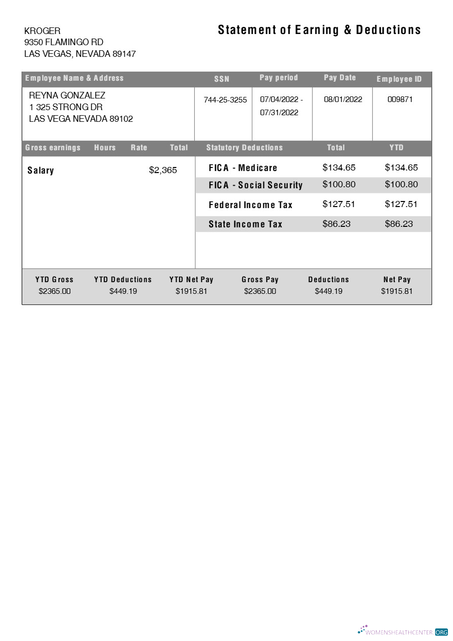 Download KROGER statement of earning & deductions template in Word and PDF formats.pdf, 1 Photoshop template